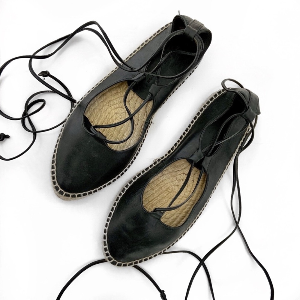 Leather Lace Up Espadrille Flats